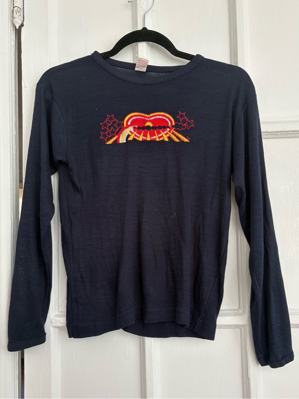 70s vintage knit long sleeve with embroidery